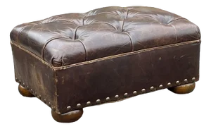 Foot Stool in Brown Leather