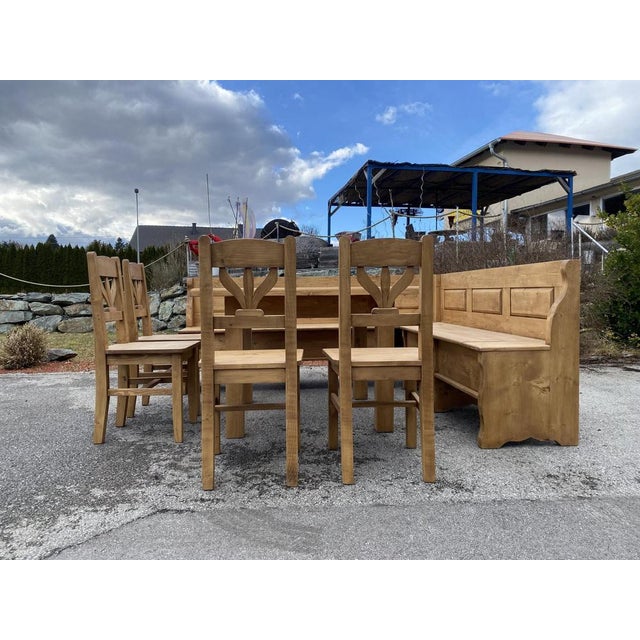 Vintage Rustic Corner Dining Set, Set of 6 For Sale - Image 5 of 12