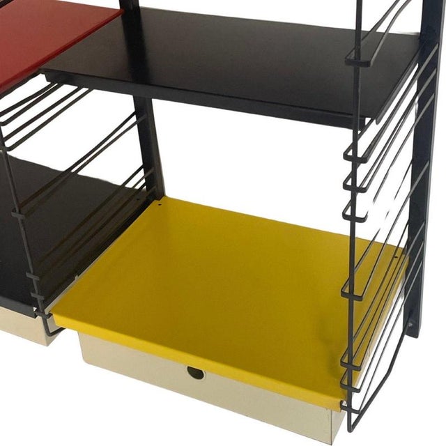 Dutch Modular Wall System with 4 Shelves and 2 Drawers from Drentea, 1960s For Sale - Image 4 of 9