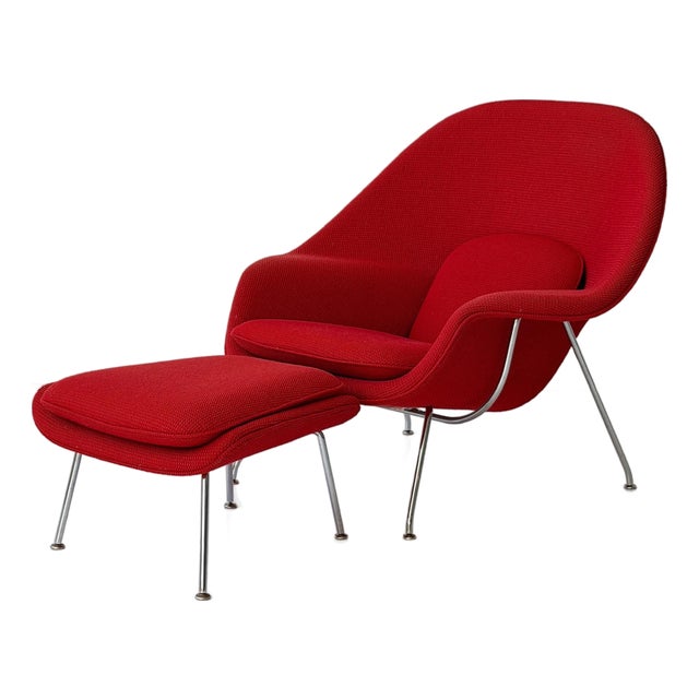 1990s Womb Chair + Ottoman by Eero Saarinen for Knoll, 2 Pieces For Sale