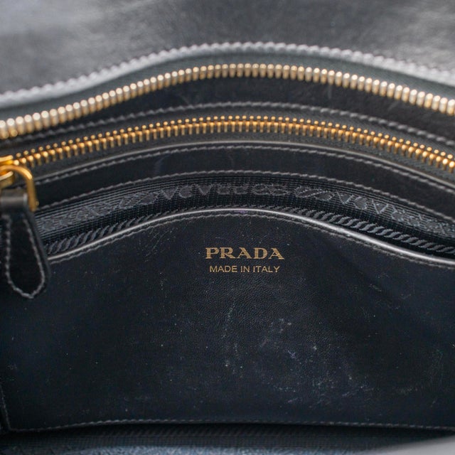 Prada Saffiano City Black Gold Hardware Leather Structured Tote Bag For Sale - Image 9 of 12