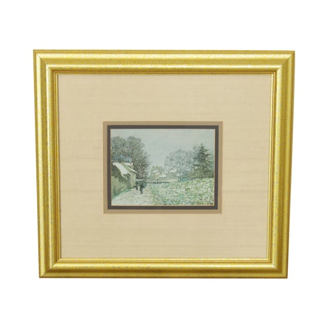 Custom Framed Impressionist Art Print Winter Scene For Sale - Image 13 of 13
