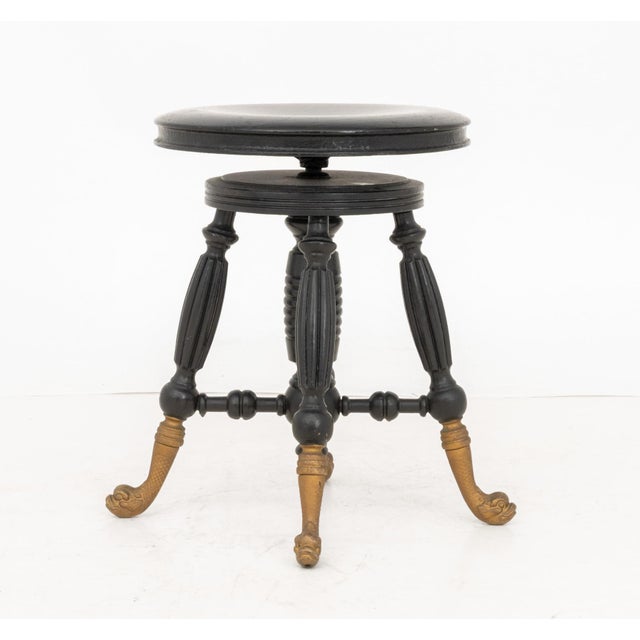 1900 - 1909 Victorian Ebonized Circular Piano Stool, Ca. 1900 For Sale - Image 5 of 6