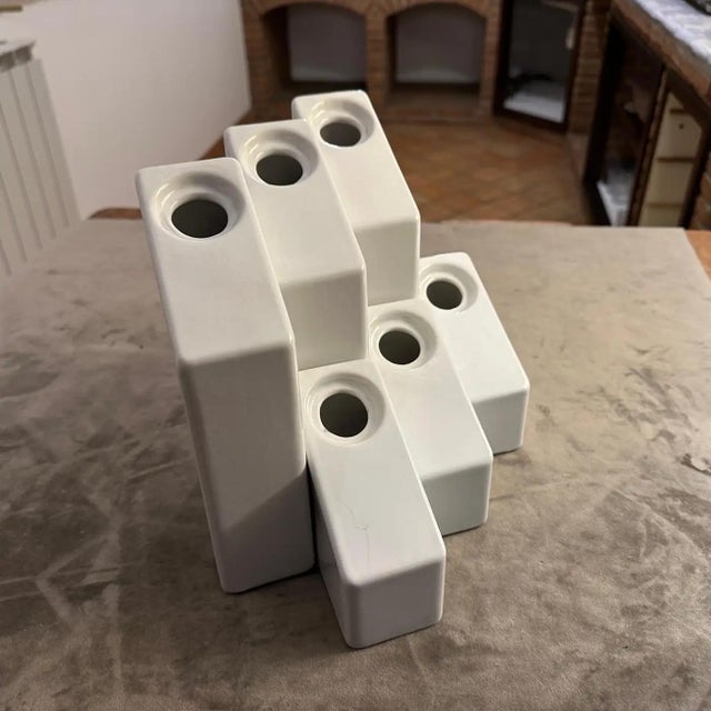 Ceramic Two 1970s Modern White Ceramic Design Vases by Enzo Bicchioli for Il Picchio For Sale - Image 7 of 10