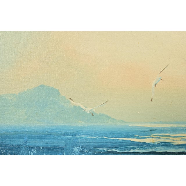 Late 20th Century Original Signed A. Kirkham Framed Oil Painting on Canvas of Crashing Waves For Sale - Image 5 of 15