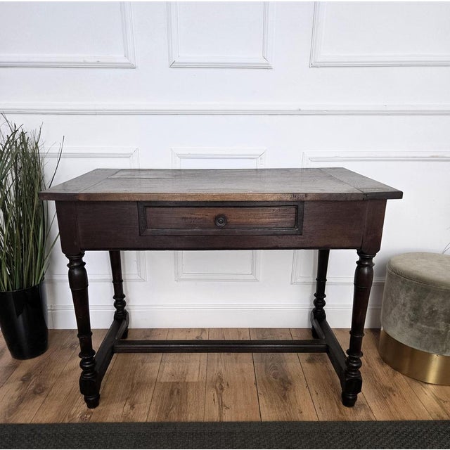 Gold Antique Italian Walnut Desk, 1890s For Sale - Image 8 of 11