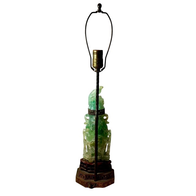 Antique Chinese Carved Quartz Figural Lamp For Sale - Image 4 of 7