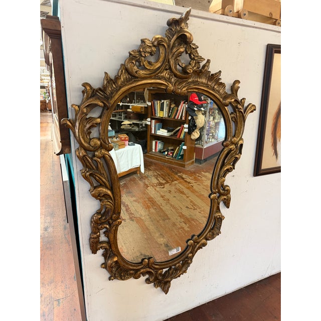Mid 20th Century Ornate Rococo-Style Gilt Mirror For Sale In Los Angeles - Image 6 of 6