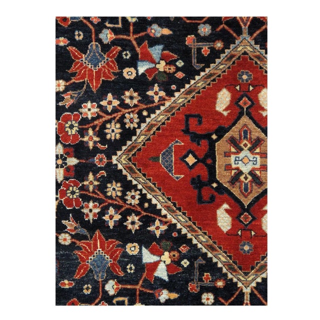 Persian Pasargad Navy Persian Bidjar - 6'1'' X 8'9'' For Sale - Image 3 of 4