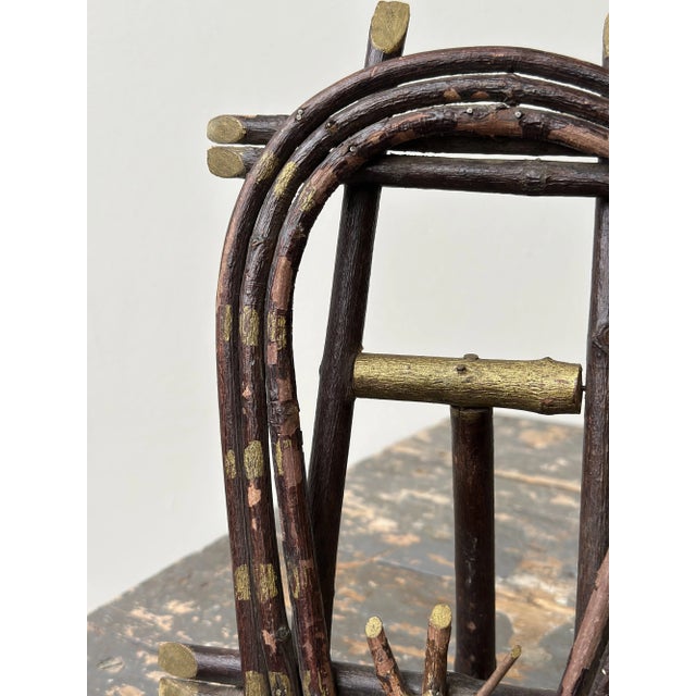 Wood Antique Adirondack Twig Picture Frame, Circa Early 20th Century + Vintage Photograph of Two Men on a River, Circa Early 20th Century For Sale - Image 7 of 12