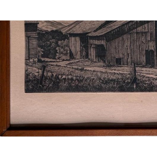 Vintage Luigi Lucioni Hand-Signed Fine Art Etching New England Regionalist Landscape Weathered Vermont Barn Custom Framed For Sale - Image 10 of 12