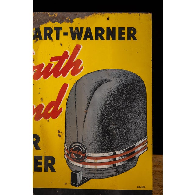 Industrial Vintage Double-Sided Painted Metal Stewart-Warner Dealership Advertising Sign For Sale - Image 3 of 12