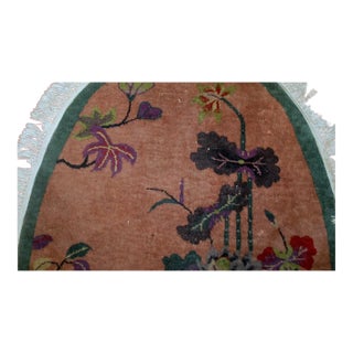 1920s h and made antique oval Art Deco Chinese rug 3' x 4.10' For Sale