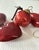 Vintage(8)Christmas Crackle Glass Kugel Style Ornaments Hearts,balls,teardrop Ruby Red Christmas Holiday Decor For Sale - Image 11 of 12
