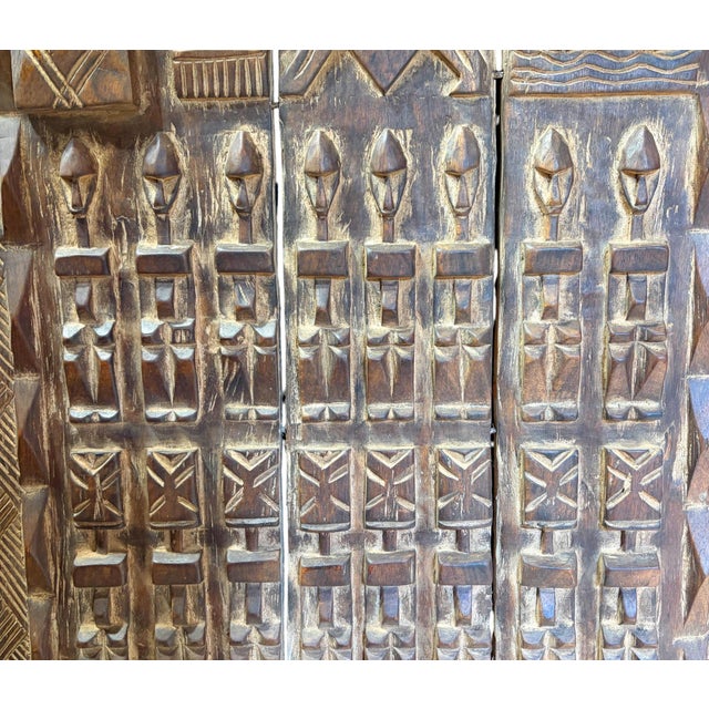 Wood Vintage Dogon Granary Door With Nommo Ancestors Mali African 47.75" H For Sale - Image 7 of 10
