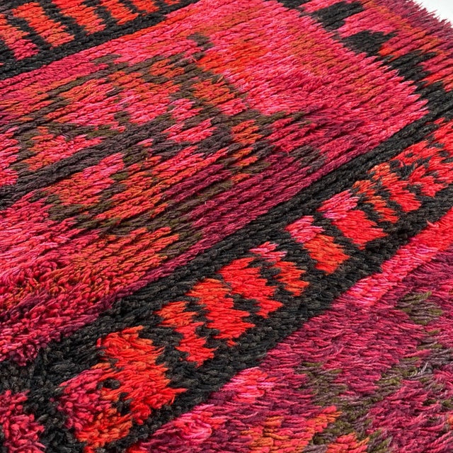 Scandinavian Abstract High Pile Rya Rug, Sweden 1960s For Sale - Image 14 of 18