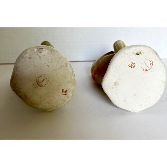 Ceramic 1940s Vintage Czechoslovakia Ceramic Bird on Log Double Bud Vases- a Pair For Sale - Image 7 of 8