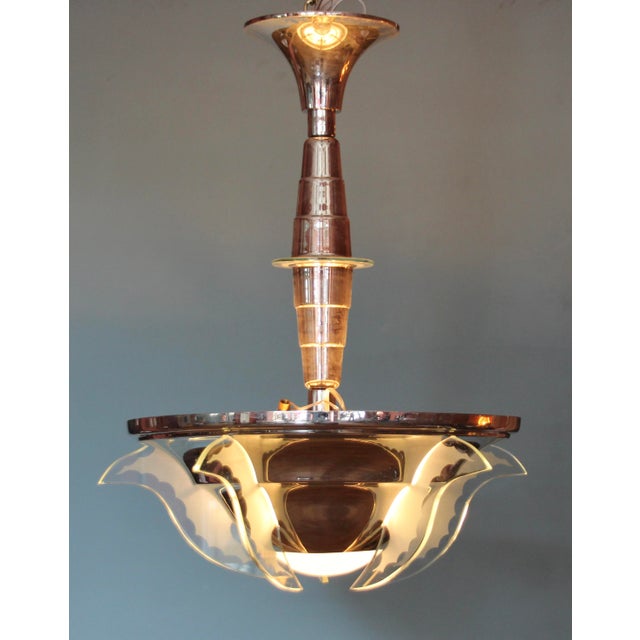 French Art Deco Pendant Lamp, 1930s For Sale - Image 6 of 12