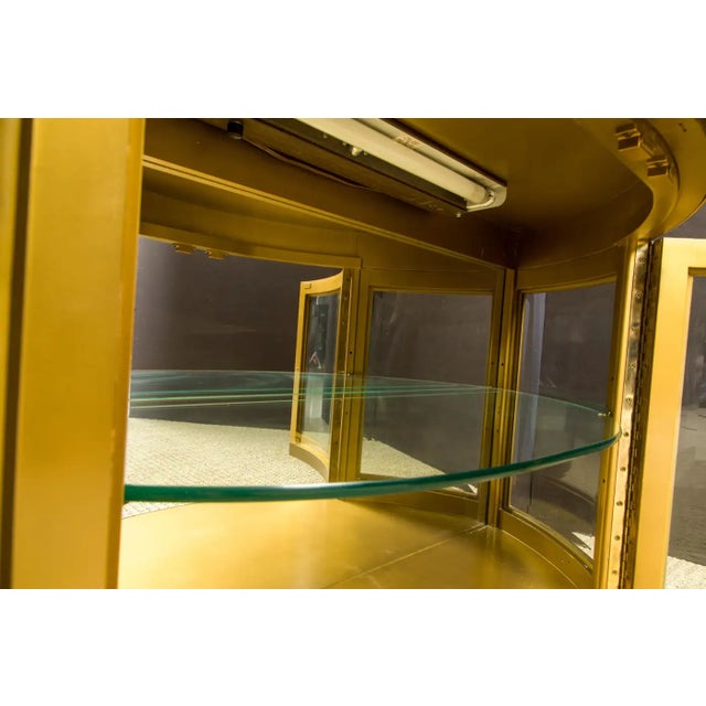 Mastercraft Brass Illuminated Demilune Vitrine Cabinet, 1970s, Signed For Sale - Image 11 of 16