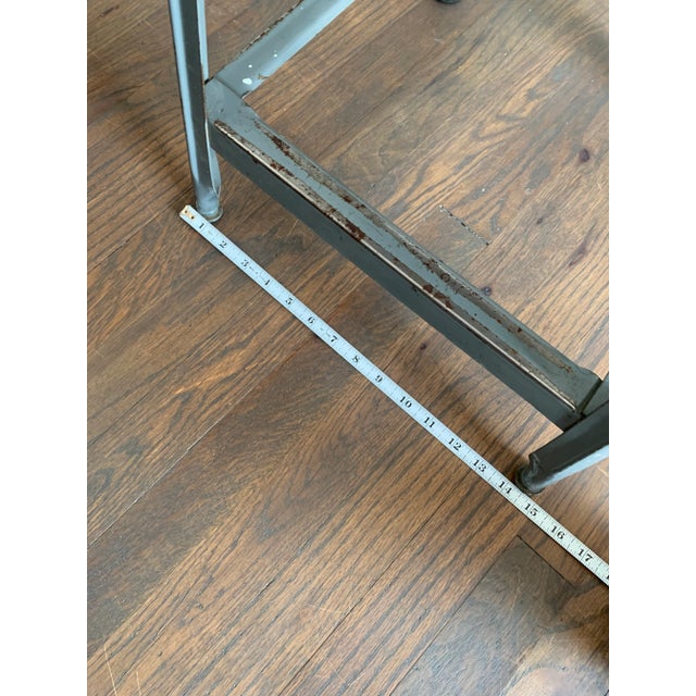 Mid 20th Century Vintage Industrial Gray Metal Bar Stool For Sale - Image 5 of 10