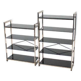 Vintage Chrome-Plated Metal Shelving Units, 1970s, Set of 2 For Sale