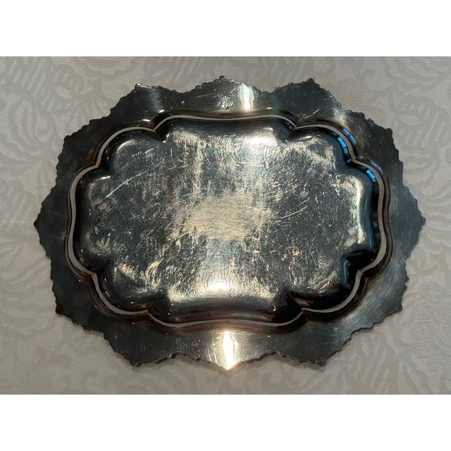 1930s Vintage Crown Silver Co. Ornate Repoussé Silver Plate Rectangular Serving Platter For Sale - Image 5 of 6