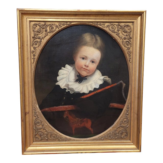 American Shool Early 19th Century Painting of a Young Boy For Sale