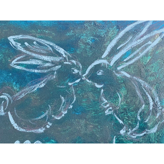 Abstract 1970s Abstract Mixed Media by Elia Moon Bunnies Series Painting For Sale - Image 3 of 4