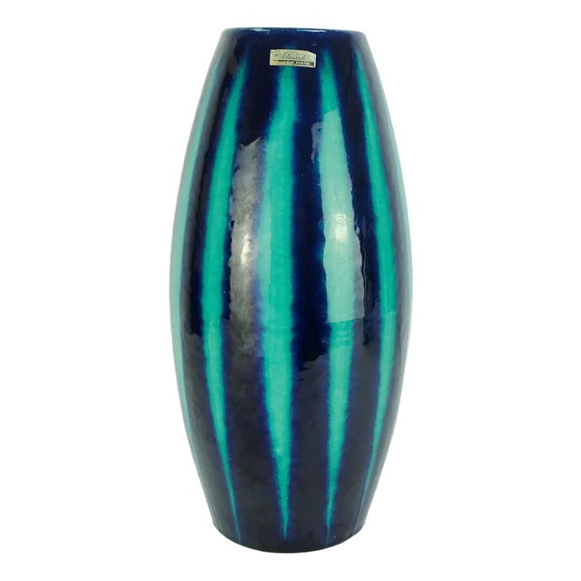 Mid-Century Model No. 248-38 Europ Line Vase in Blue and Emerald Green from Scheurich, 1950s For Sale