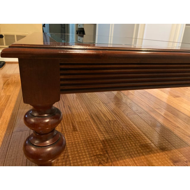 Wood Ethan Allen British Classics Cane and Glass Coffee Table For Sale - Image 7 of 11