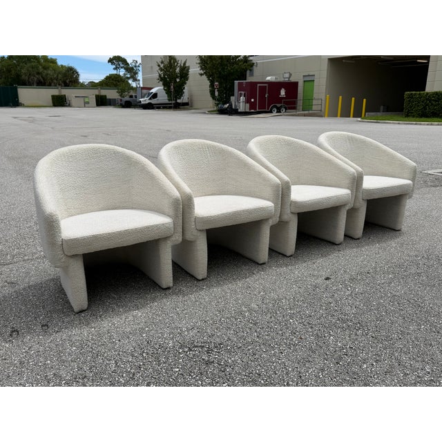 Set of 4 Lievo Noah Cream Boucle' Mid-Century Modern Armchairs For Sale In West Palm - Image 6 of 10