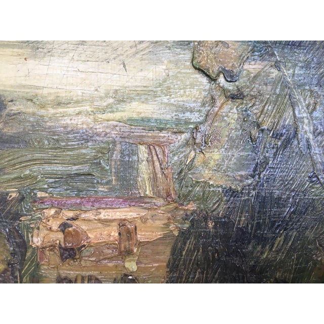 Wood Oil Painting on Plywood Board, 1950s For Sale - Image 7 of 15