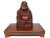 Early Century Wood Carved Sitting Happy Laughing Buddha on Wooden Base Statue For Sale - Image 13 of 13