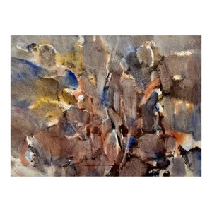 Pawel Kontny Large Modernist Abstract Expressionist Watercolor Painting Bauhaus Weimar Artist