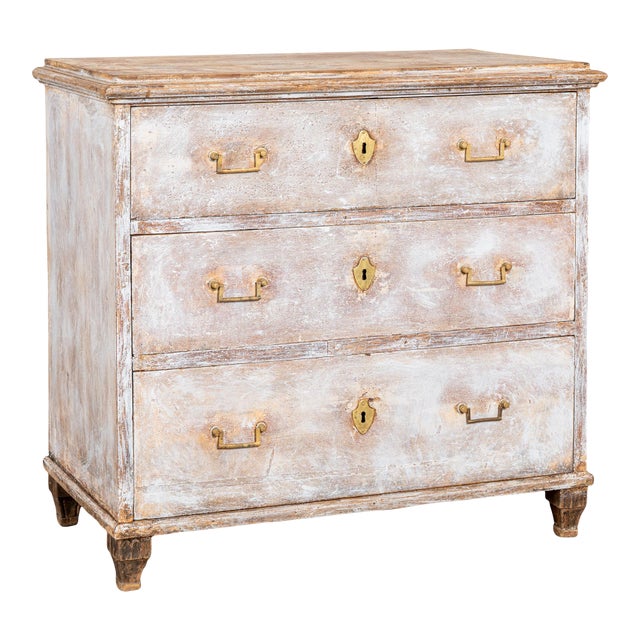 19th Century Swedish Pine Chest of Three Drawers For Sale