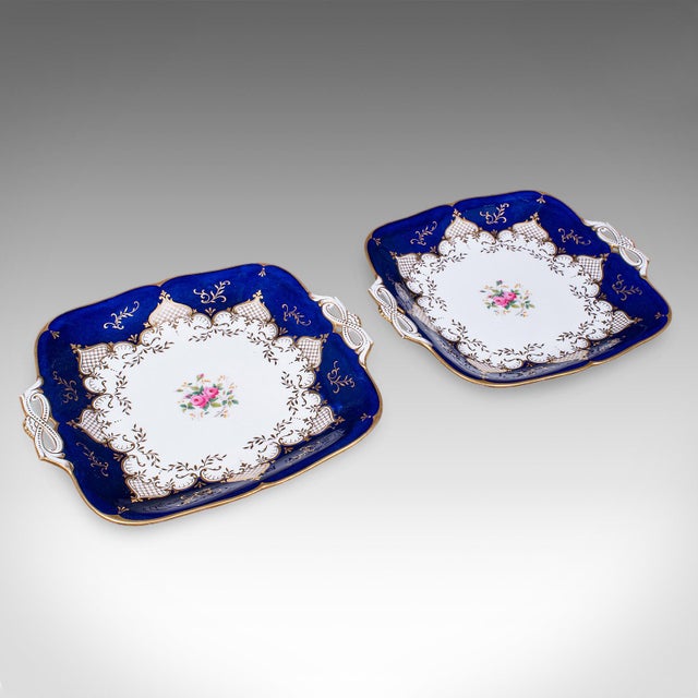 Blue 28 Piece Antique 8 Person Afternoon Tea & Tiffin Set, English Ceramic, Victorian For Sale - Image 8 of 12