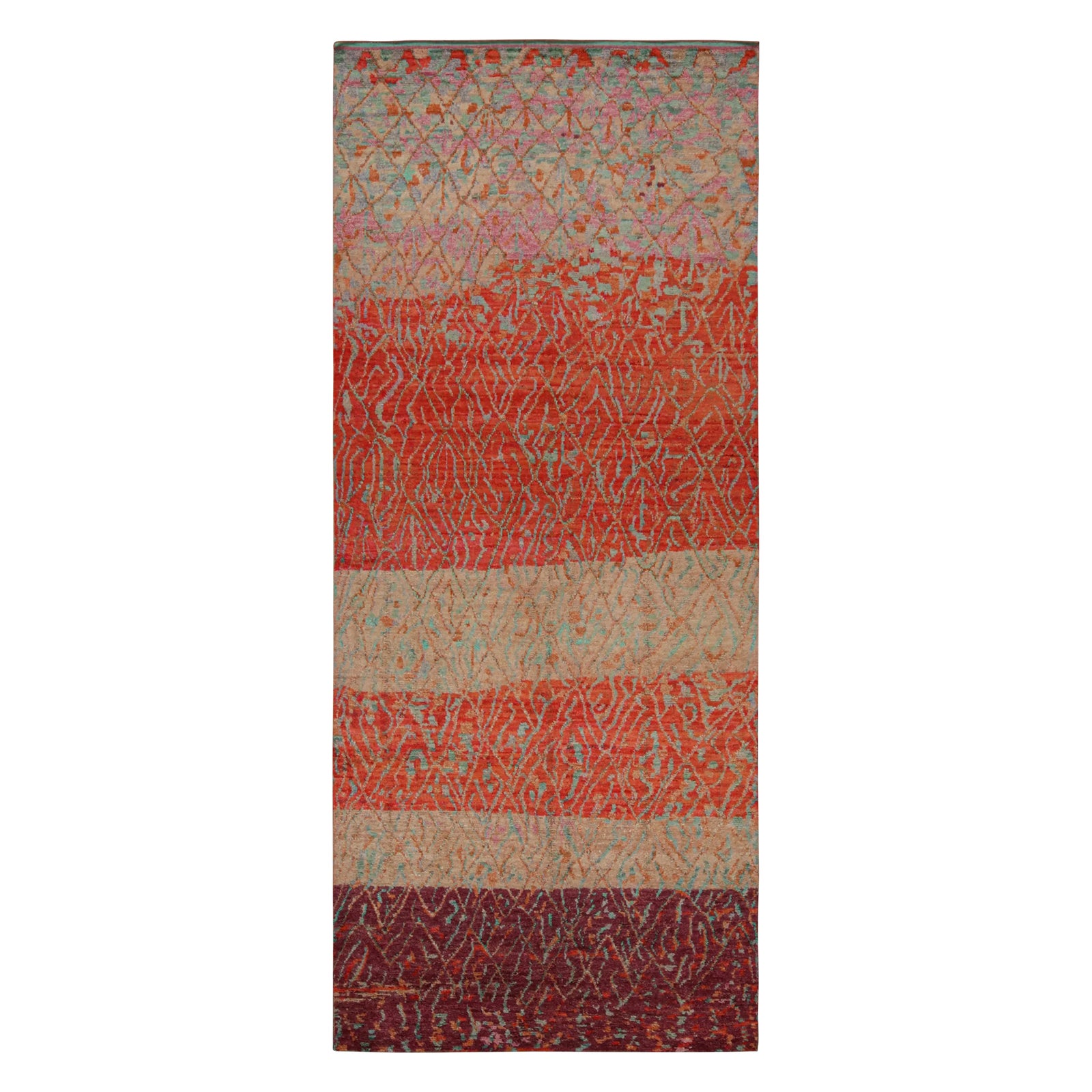 Rug & Kilim’s Moroccan Style Gallery Runner in Red With Geometric ...
