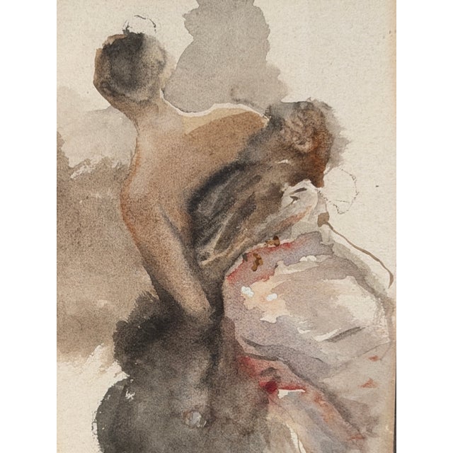 Pompeo Mariani, Female Figure, 19th Century, Watercolor For Sale - Image 4 of 7