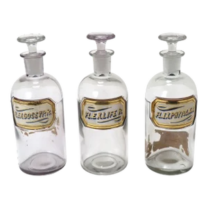 Exceptionally Nice Matching Set of 3 Late 19th Century Antique Drug Store Apothecary Bottles