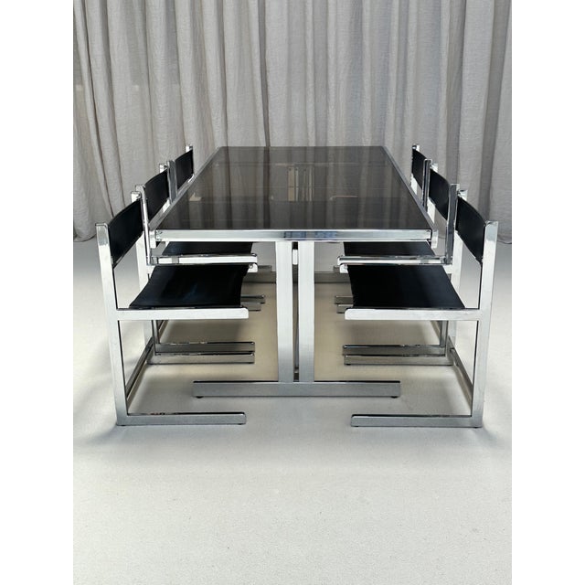 Black Brutalist Chrome and Leather Chairs from Sigma Furniture, Belgium, 1960s, Set of 6 For Sale - Image 8 of 12