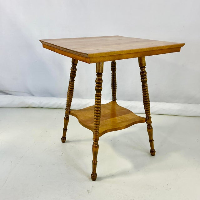 1920s Antique Americana Boho Chic Bobbin Leg Maple Center Table. For Sale - Image 10 of 15