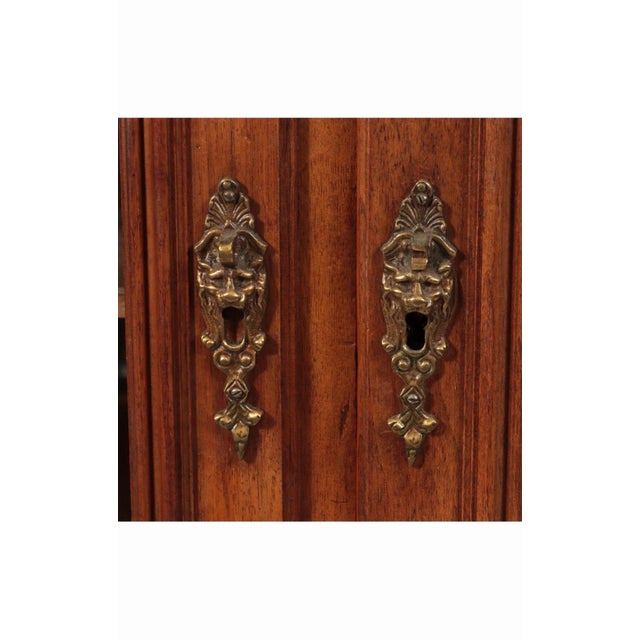 Wood Early 20th Century Louis XV Carved Walnut Stained Vitrine Armoire For Sale - Image 7 of 8