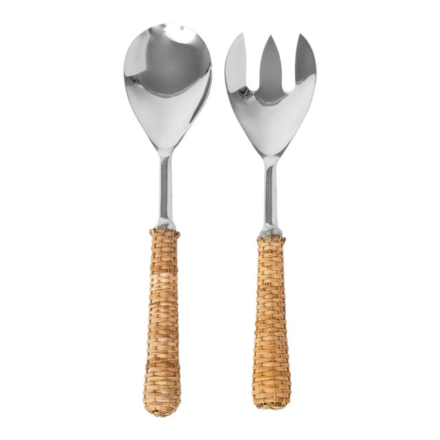 Basketweave Salad Server Set - a Pair For Sale