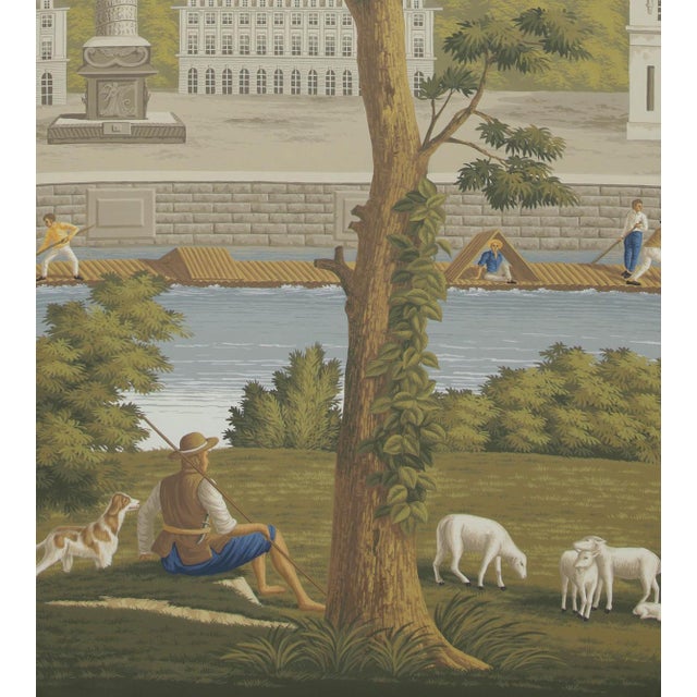 French Monuments of Paris, Hand-Painted Wallpaper For Sale - Image 3 of 12