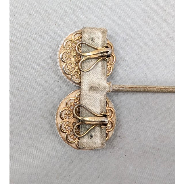 Napier Vintage 1960s Signed Napier Round Domed White Beaded Clip Earrings- 2 Pieces For Sale - Image 4 of 7