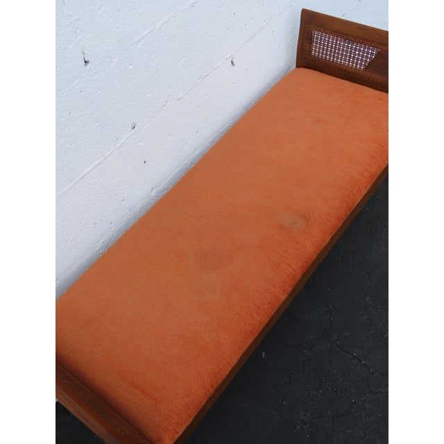 Mid Century Modern Caned Long Upholstered Window Hall End of Bed Bench 6636 For Sale - Image 10 of 15