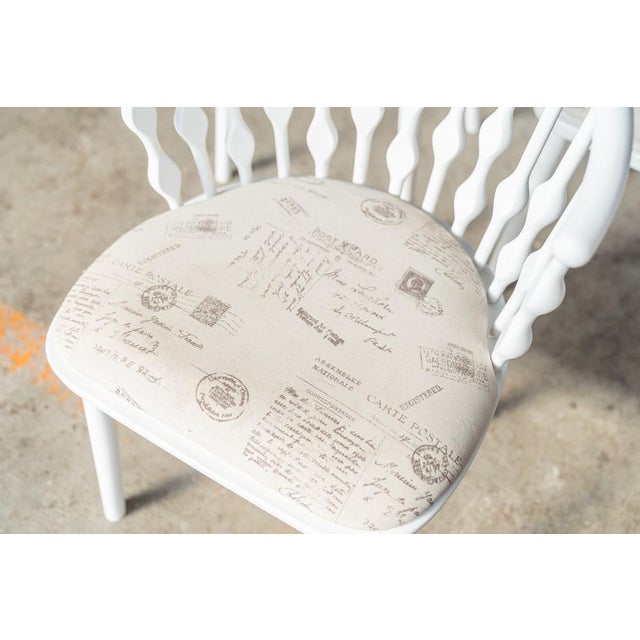 Painted Beech Chairs with Padded Fabric Seats, 1970s, Set of 6 For Sale - Image 10 of 18