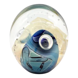 1990 Eickholt Iridescent Blue Art Glass Paperweight – Studio Glass / Contemporary
