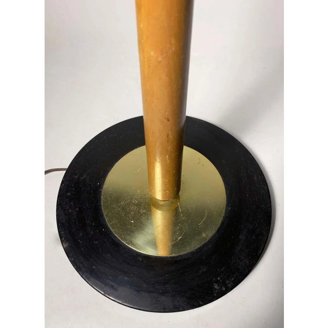 Mid-Century Modern Vintage Lightolier Turned Concave Wood Staff Floor Lamp For Sale - Image 3 of 6