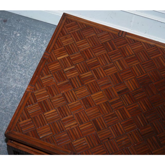 Brown Faux Bamboo Pagoda Coffee Table with Drawers from Maitland & Clascoe, 1950s For Sale - Image 8 of 15